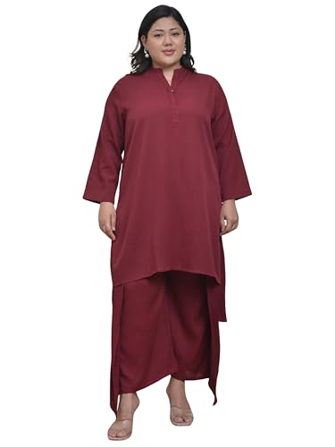 LAS By Ananya Maroon Solid Night Wear (A-Line Top & Bottom, Full Sleeve) (3XL)