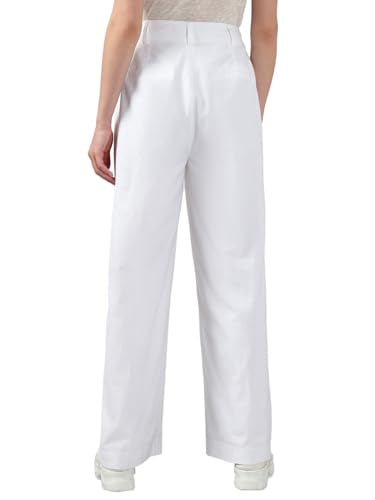 VERO MODA Women's Straight Fit High Rise White Pants