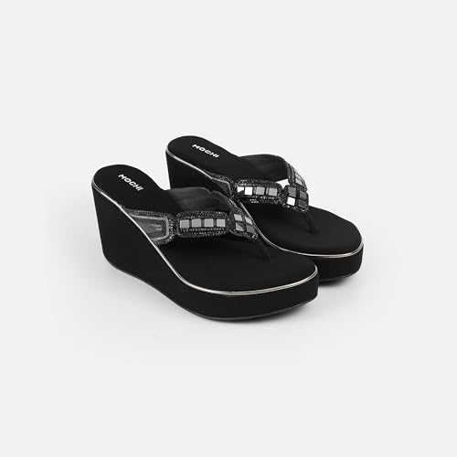 Mochi Women's Open Casual - Slippers with Flat Black Flat sole UK/4 EU/37(34-414)