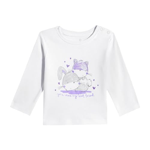 Mothercare Girls Cuddle Bunny Printed Full Sleeve T-Shirt | Soft Cotton Blend Baby Top for Infants & Newborns | Adorable White Bunny Print