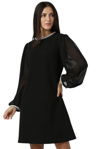 Women Black Solid Party Dress