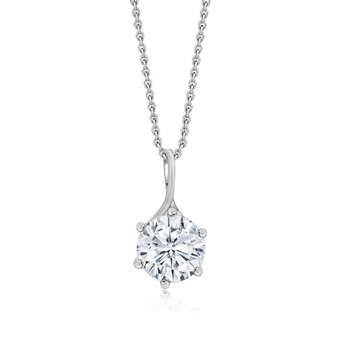 Ornate Jewels 925 Silver 2 Carat American Diamond Solitaire Pendant with Chain for Women and Girls | With Certificate of Authenticity & 925 Stamp | Life-time Warranty*