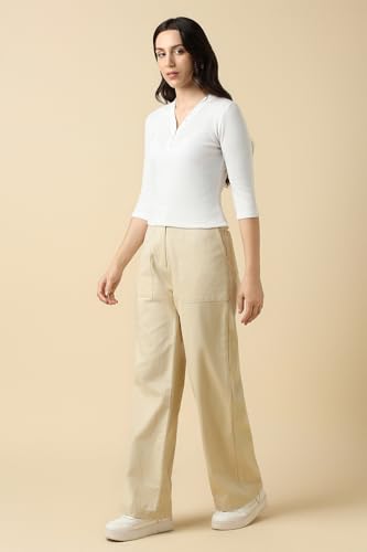Allen Solly Women's Regular Casual Pants (AHTFCRGF142343_Beige