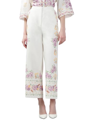 VERO MODA Women's Straight Fit High Rise White Pants