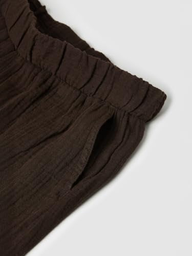 Max Girls Textured Wide Leg Trousers (Brown_10-12 Y)