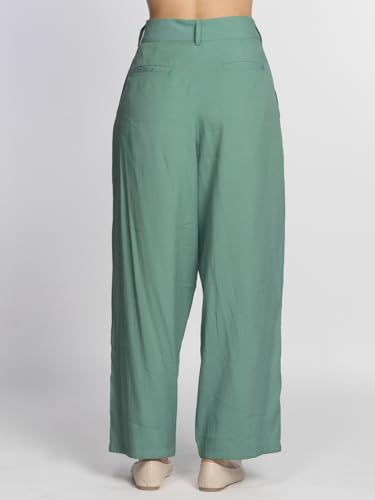 Zink London Women's Green Solid Straight Palazzo