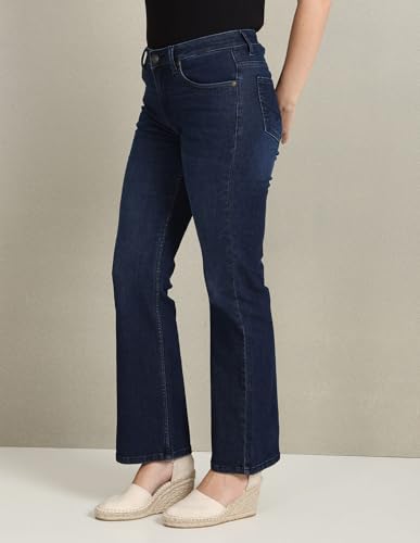 U.S. POLO ASSN. Women's Dark Wash Bootcut Jeans (UWSS23JN020_Blue_32), Mid Rise
