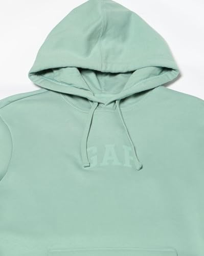 GAP Men Solid Knitted Fleece Sweatshirt with Hood, Green, M