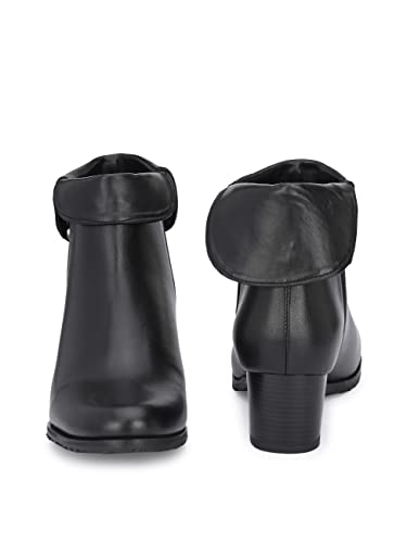 Delize Black Women Vegan Leather mid Heel Boots