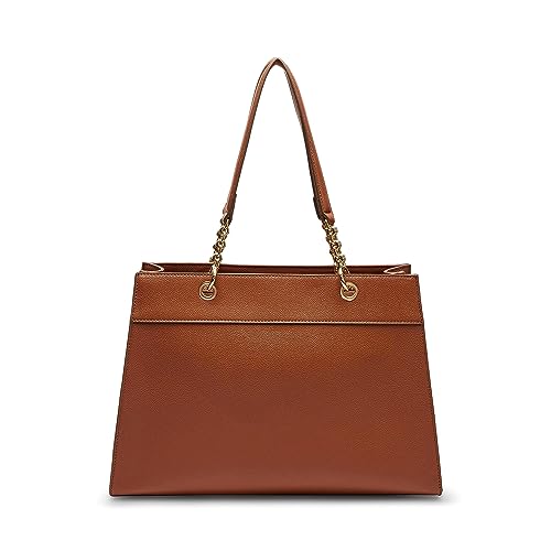 Anne Klein Tote with AK Bevel Logo, Chestnut, Chestnut, One Size