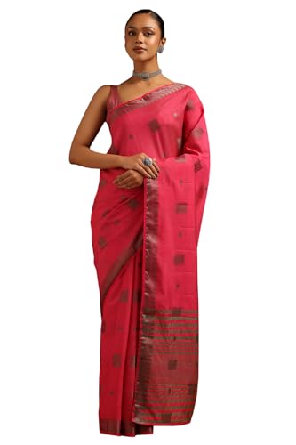 Soch Womens Fuchsia Art Silk Woven Design Saree