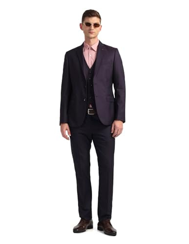 Arrow Men's Polyester Single Breasted Business Suit Pants Set (8905951326921_Wine