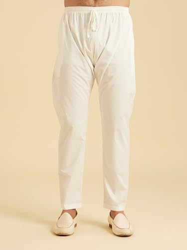 Manyavar Men's Cotton Blend Circular Bandhani Prints Kurta Pyjama Set (Pink,XXXL)