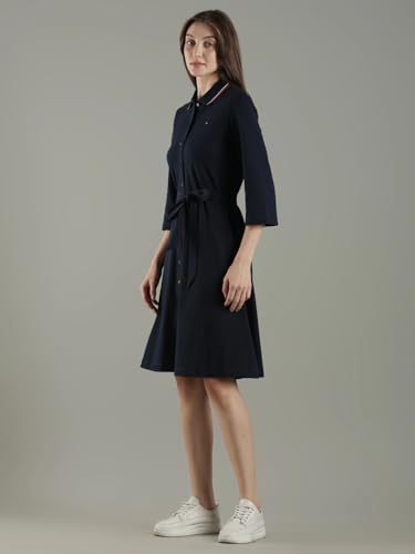 Cotton Polo Collar Shirt Dress