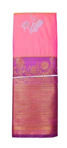 VFCollections Women's Traditional Handloom Kanchipuram Silk Pure Pattu Sarees | Rich Zari Woven Design | Unstitched Blouse (VFC106) (VFC264-3)