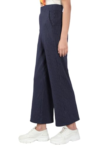 VERO MODA Women's Flared High-Rise Navy Pants