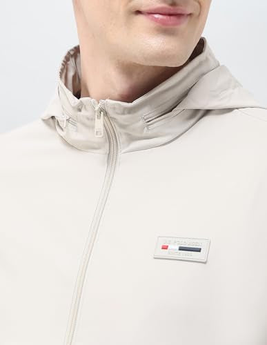 U.S. POLO ASSN. Mens Transitional Jacket With Conceled Hood Full Sleeve Jackets (USJCKS031_Ecru_L)