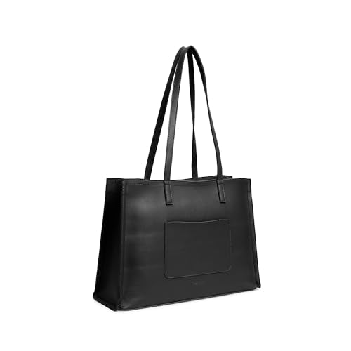 Fastrack Chic Spacious Laptop Tote Bag for Women | Stylish Casual Bag for Ladies, Women, Girls | College, Work Bag Made of High-Quality Faux Leather (Black)