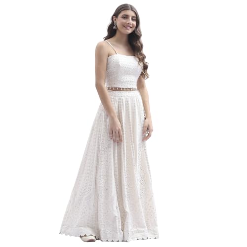 Biba Women Ivory Georgette Lehenga Set_34