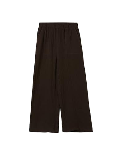Max Girls Textured Wide Leg Trousers (Brown_10-12 Y)