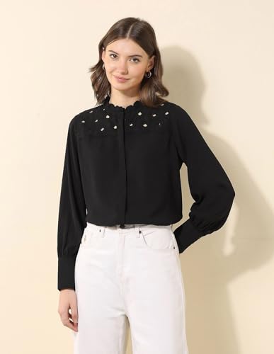 U.S. POLO ASSN. Embroidered Yoke Top (UWSS25TOP304_Black_XS)