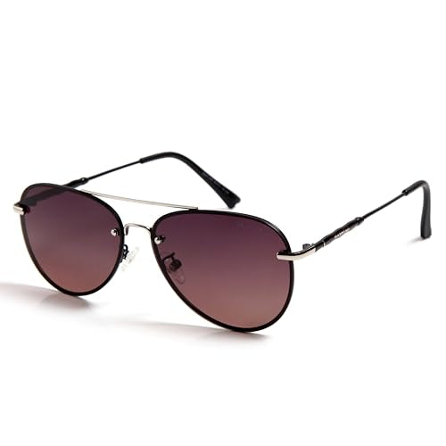 Vibe lens by HASHTAG EYEWEAR Sunglasses for Men & Women | Full Rim Aviator Branded Latest and Stylish Sunglasses | Polarized and 100% UV Protected | Large (Brown)