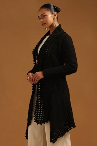 Soch Womens Black Acrylic Crochet Winter Shrug