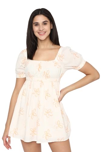 American Eagle women's Cotton A-Line Mini Dress (WES0397173106_Cream