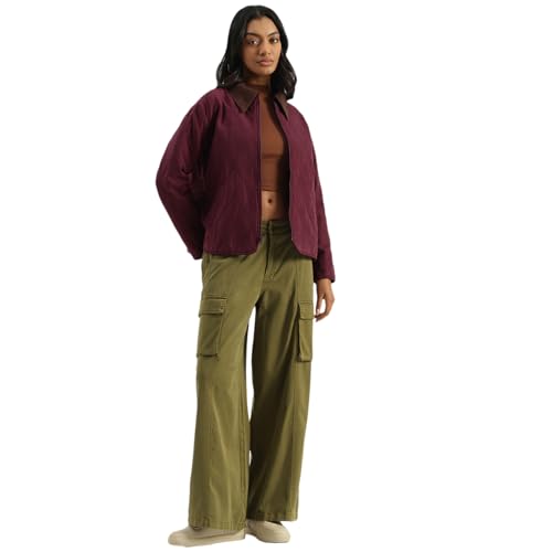 United Colors of Benetton Solid Easy Pull On Washed Cargo Pants (Size : 34) - 25A4DVKDF06GG20T Olive