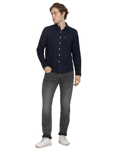 Levi's Men's Solid Slim Fit Shirt (002BS-0002_Blue