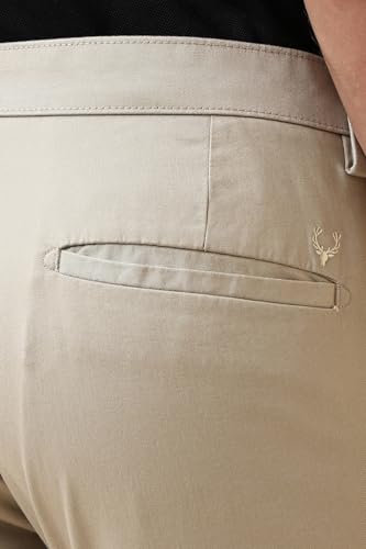 Men Beige Solid Casual Trousers