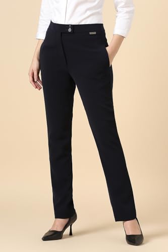 Women Navy Solid Formal Trousers