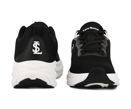 LOUIS STITCH Egyptian Black Men’s Lightweight Athleisure Sport Shoes | Ultra Cushioned Sole | Casual Lace-Up Sneaker and Athleisure Wear | Perfect for Casual, Gym & Travel Wear | LS-AT-FS02 | UK-7