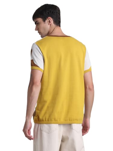Jack & Jones Mens Yellow/Brown Slim Fit T-Shirt