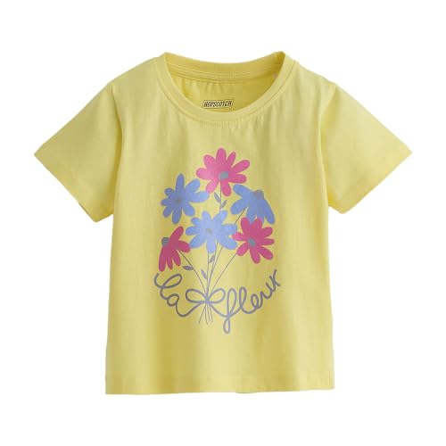 Hopscotch Girls Floral Jersey Cotton T-Shirt in Yellow Color for Age (7-8 Years)