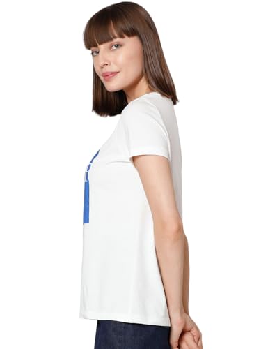 VERO MODA Women Graphic Print Cotton Regular Fit White T-Shirt