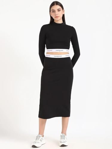 Tommy Hilfiger Slim-Fit Solid Mid Rise Skirt Black