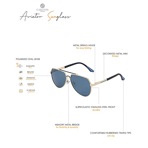 Carlton London Premium Men Aviator Sunglasses With Polarised UV Protected Lens