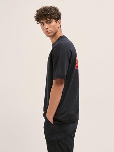 THE BEAR HOUSE Men's Cotton Printed Oversize Fit Black T-Shirt