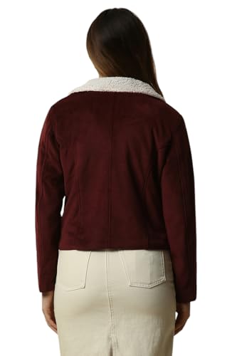 Allen Solly Women's A-Line Coat (AHJKCRGFG97460_Maroon