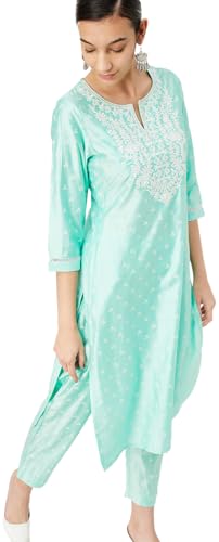 Max Women's Polyester Blend Kurta Set (CTKST42065GREEN_Green