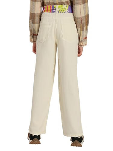 VERO MODA Girl's Solid Wide Leg High Rise White Jeans