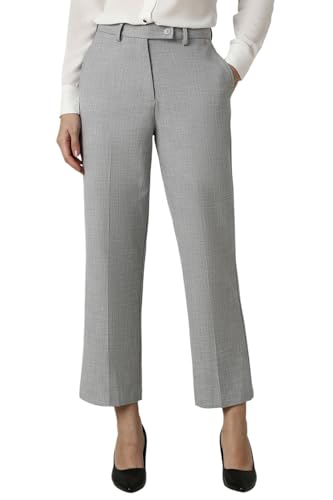Van Heusen Women Grey Textured Formal Regular Fit Trousers