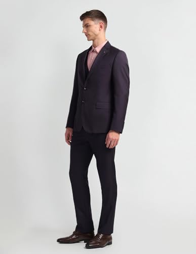 Arrow Men's Polyester Single Breasted Business Suit Pants Set (8905951326921_Wine