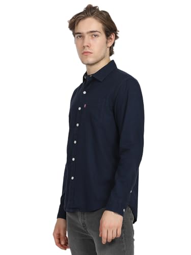Levi's Men's Solid Slim Fit Shirt (002BS-0002_Blue