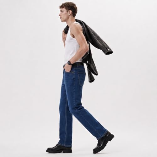 Red Chief Men’s Indigo Blue Narrow Denim Jeans | Regular Casual Wear | Solid Twill Weave | Button Closure (O-8560161)