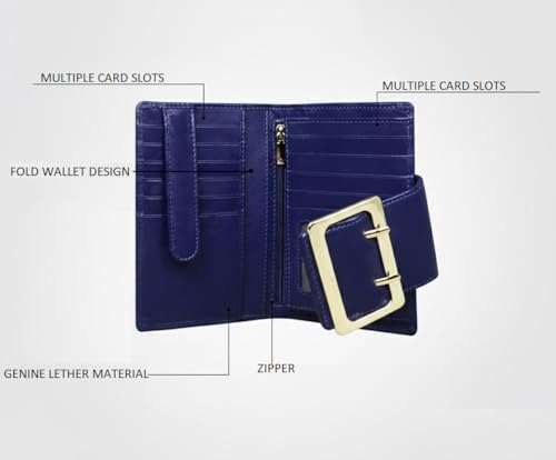 Calfnero Women's Genuine Leather Wallet-Long Purse Wallet with Multiple Card Slots, Zip Pocket and Note Compartments (Purple)
