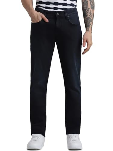 Jack & Jones Men Solid Cotton Blend Skinny Fit Low Rise Dark Blue Jeans