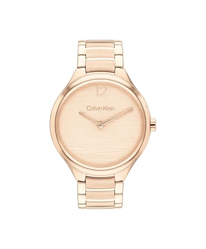 Calvin Klein Delight Qtz Basic Slim Carnation Gold Round Dial Women's Watch|Stainless Steel Material|Multi Color Band - 25100050