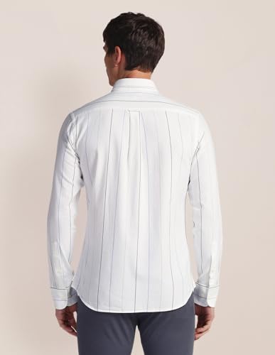 U.S. POLO ASSN. Mens White Striped Collared Neck Long Sleeve Men's Casual Shirts (USSHTFX0528_White_48)